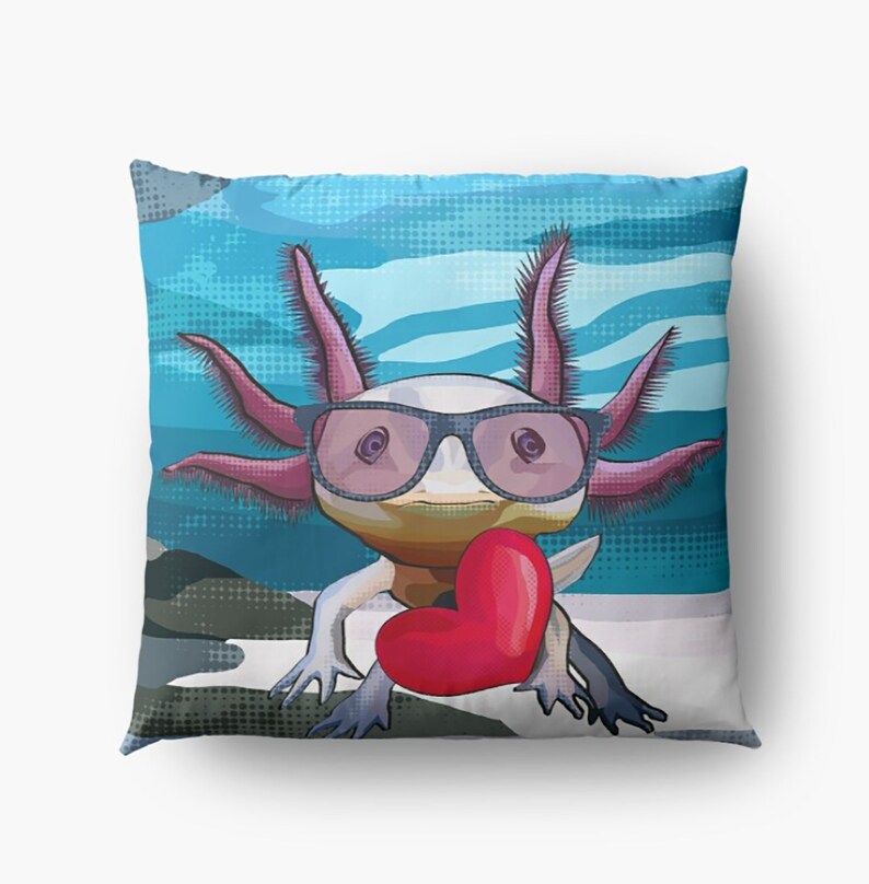 Axolotl Pouch Axolotl Zipper Bag Axolotl in glasses holding a heart by BeeFoxTree Bild 7