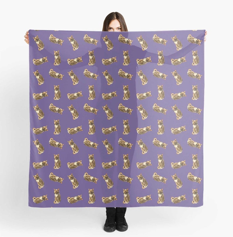 Ginger Cat Scarf Grumpy Cat Scarf Cat Illustration Mackerel Ginger Tabby BeeFoxTree American Shorthair Kitty image 9