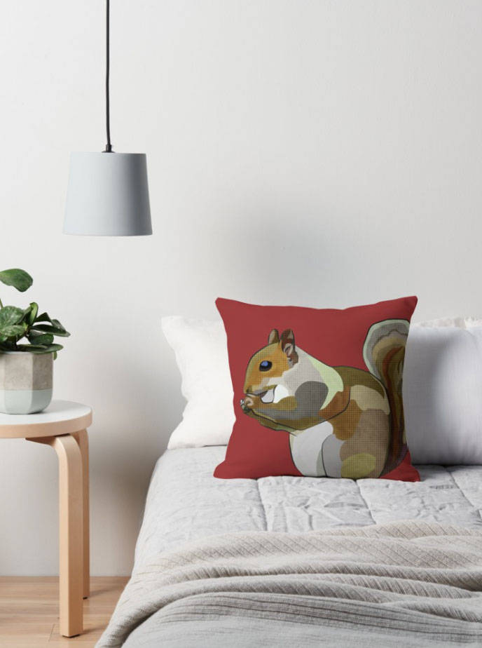 Squirrel Cushion Colourful Wildlife Cushion Squirrel Etsy UK