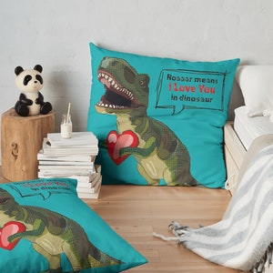 Roaaar Means I Love You in Dinosaur Cushion Dinosaur Valentine Cushion Dinosaur Anniversary Romantic T-Rex Present image 2