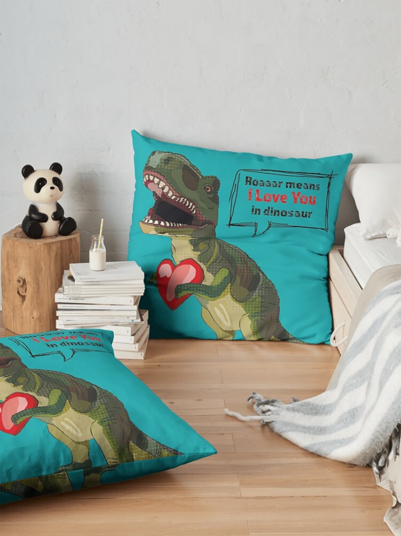 Roaaar Means I Love You in Dinosaur Cushion Dinosaur Valentine Cushion Dinosaur Anniversary Romantic T-Rex Present image 2