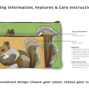 Red Squirrel Tablet Sleeve Squirrel iPad Sleeve Tablet Case Laptop Cover Valentine's Pouch Red Kindle Sleeve Nature Design Zipper image 8