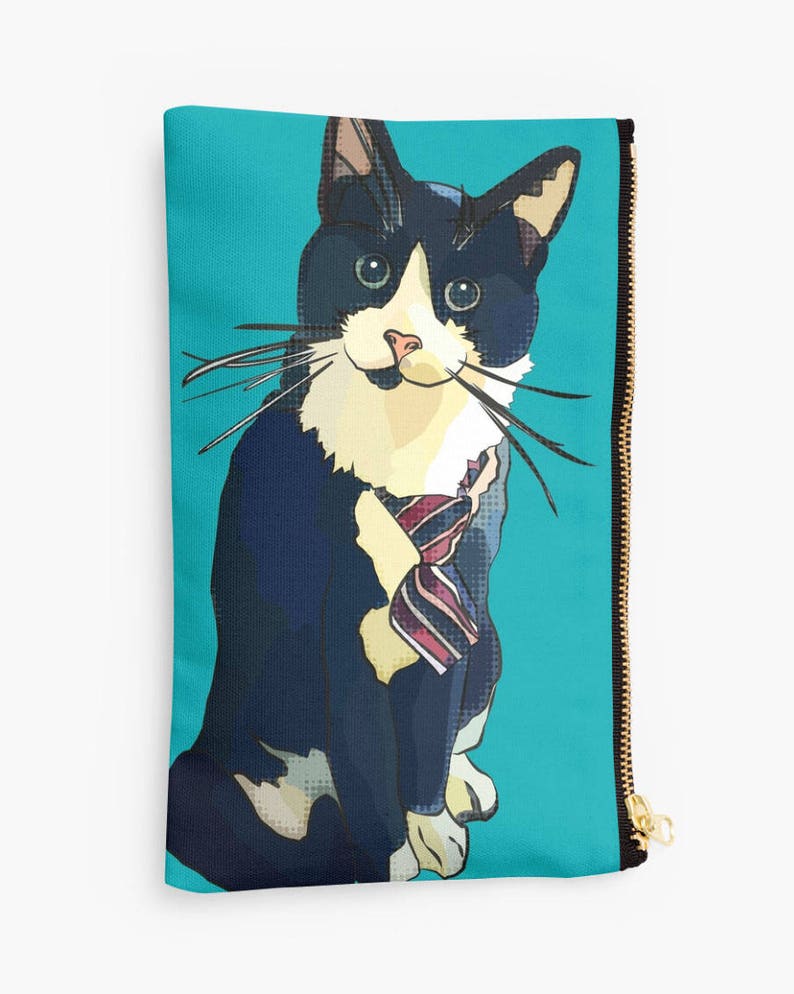 Tuxedo Cat Zipper Bag Tuxedo Cat Purse Cat Lover Bag Tuxedo Cat Storage image 7