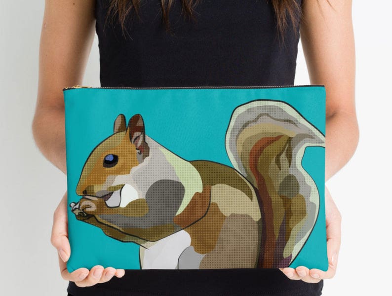 Red Squirrel Tablet Sleeve Squirrel iPad Sleeve Tablet Case Laptop Cover Valentine's Pouch Red Kindle Sleeve Nature Design Zipper image 3