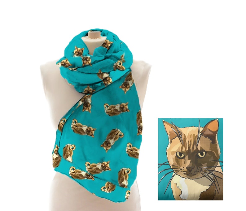 Ginger Cat Scarf Grumpy Cat Scarf Cat Illustration Mackerel Ginger Tabby BeeFoxTree American Shorthair Kitty image 1