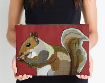Red Squirrel Tablet Sleeve * Squirrel ipad Sleeve * Tablet Case Laptop Cover * Valentine's Pouch * Red Kindle Sleeve * Nature Design Zipper