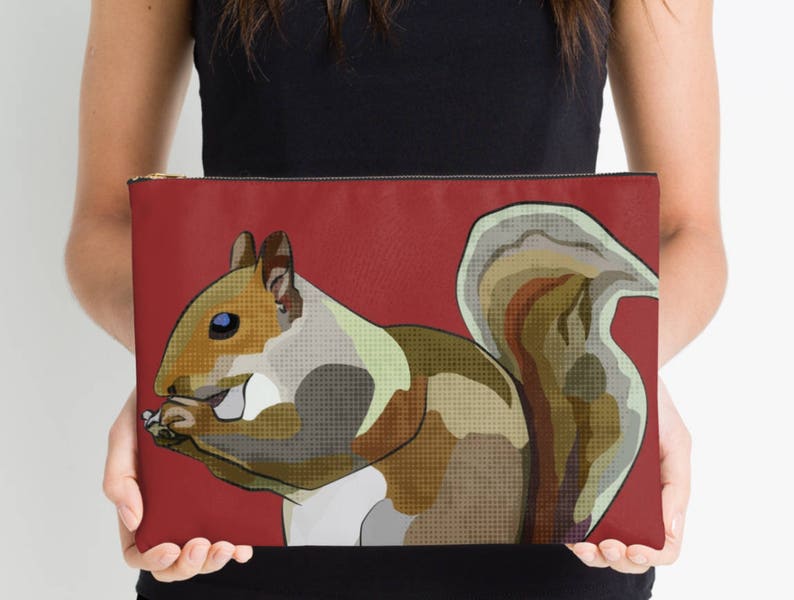 Red Squirrel Tablet Sleeve Squirrel iPad Sleeve Tablet Case Laptop Cover Valentine's Pouch Red Kindle Sleeve Nature Design Zipper image 1