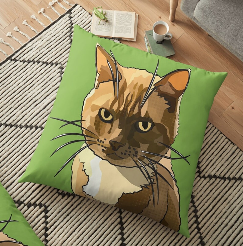 Ginger Cat Cushion Cover Green Cat Cushion Grumpy Cat Ginger Cat Cushion Bild 1