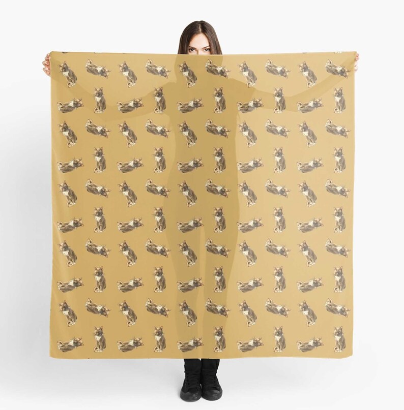 Ginger Cat Scarf Grumpy Cat Scarf Cat Illustration Mackerel Ginger Tabby BeeFoxTree American Shorthair Kitty image 4