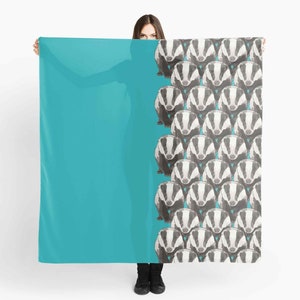 Badger Cushion Teal Badger Pattern Teal Cushion Teal Badger Print Woodland Animal Art image 8