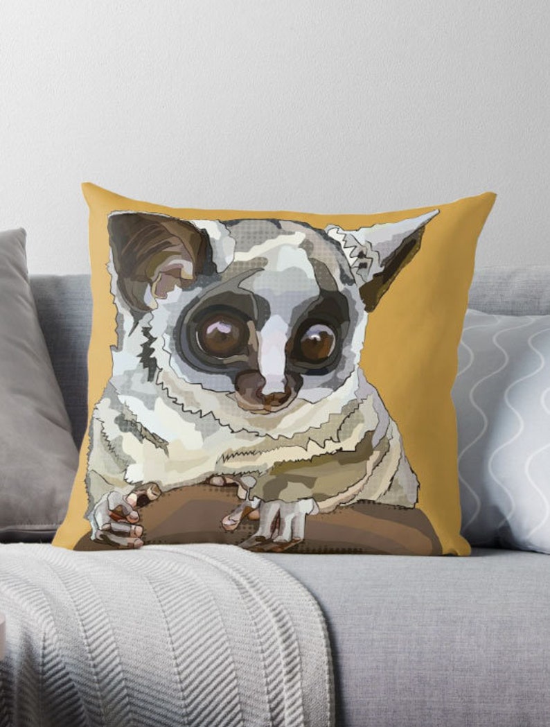 Mustard Cushion Bushbaby Animal Pillow Garden Cushions Mustard Living Room Decor Fun Decor Funky image 1