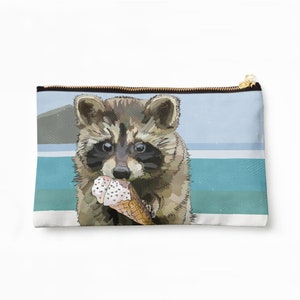Raccoon Zipper Bag Raccoon Cub Beach Bag Raccoon Ice Cream Zip Bag image 4