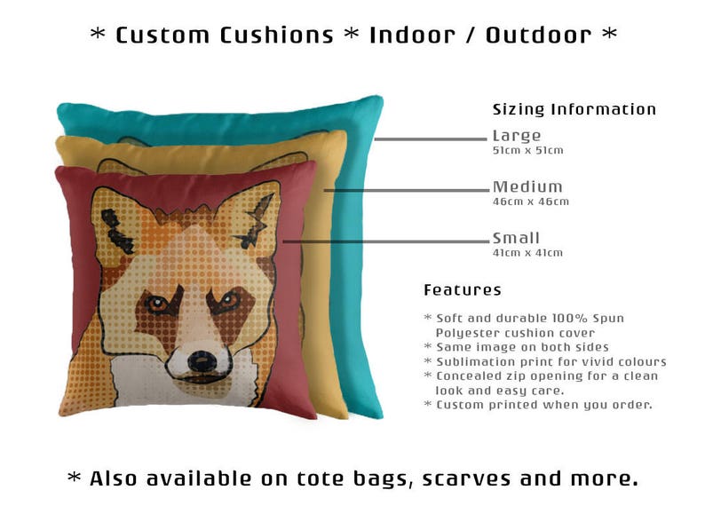 Fox Cushion Cover Fox Print Woodland Nursery Pillow British Wildlife Pop Art Bright Garden Cushions Colourful Nature Throw Pillow image 9