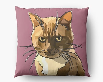 Ginger Cat Cushion | Pink Cat Cushion Cover | Ginger Cat Pillow | Bengal Cat Cushion