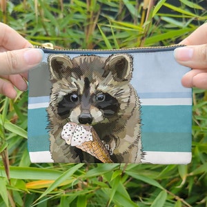 Raccoon Zipper Bag Raccoon Cub Beach Bag Raccoon Ice Cream Zip Bag image 2