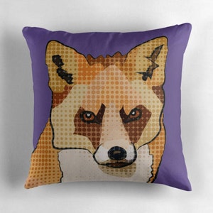 Fox Cushion Cover Fox Print Woodland Nursery Pillow British Wildlife Pop Art Bright Garden Cushions Colourful Nature Throw Pillow image 2