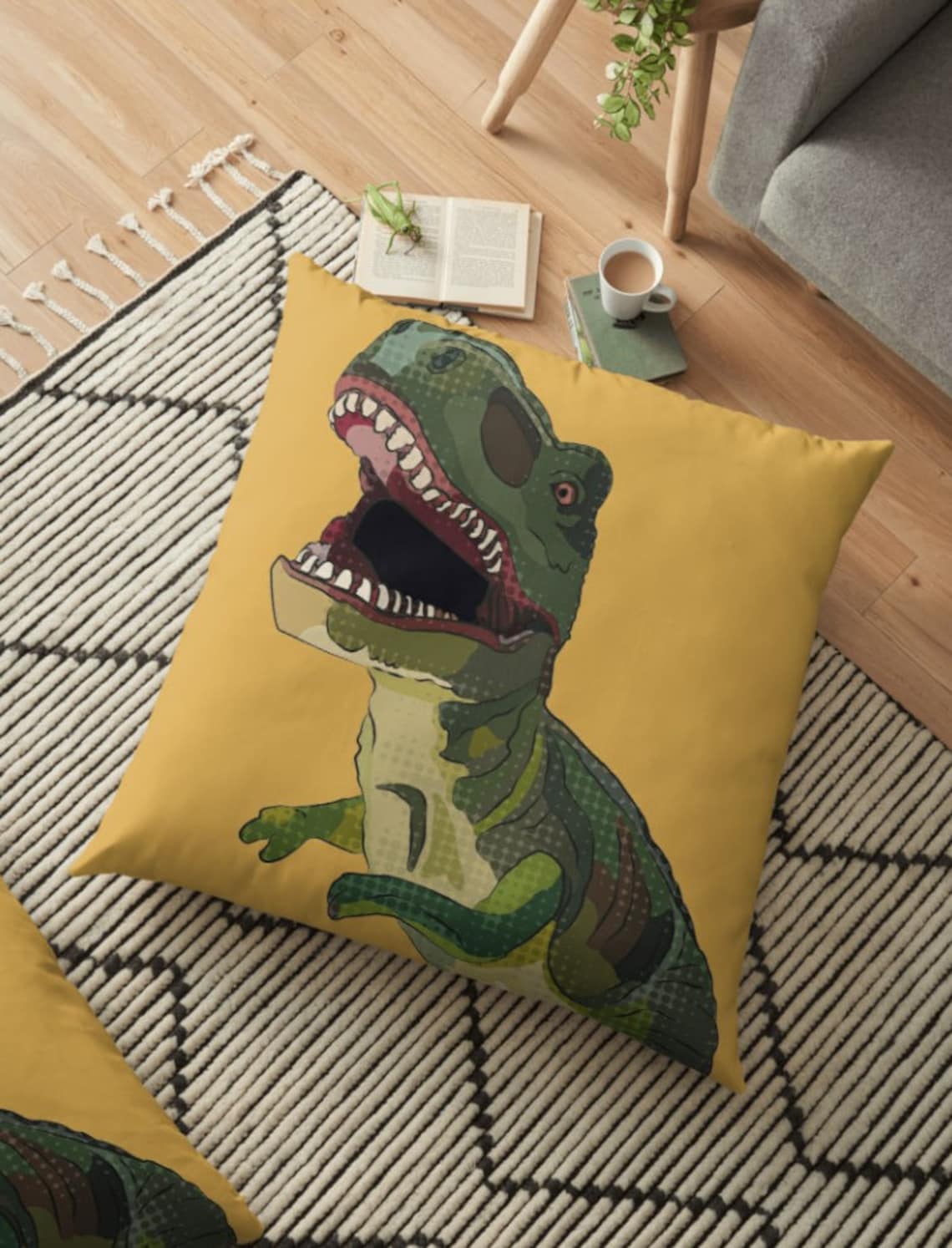Dinosaur Cushion Mustard Pillow Trex Pillow Adult Etsy