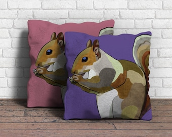 Squirrel Cushion * Colourful Wildlife Cushion * Squirrel Garden Cushions * Nuts About You * Squirrel Eating Nut Throw Pillow