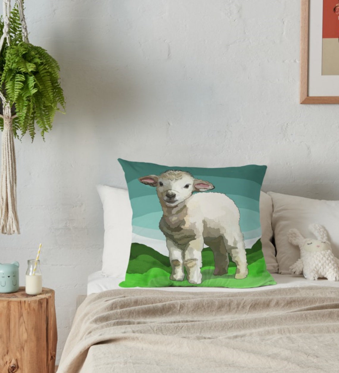 Spring Lamb Cushion Cover Easter Decor Throw Pillow Green Etsy Australia