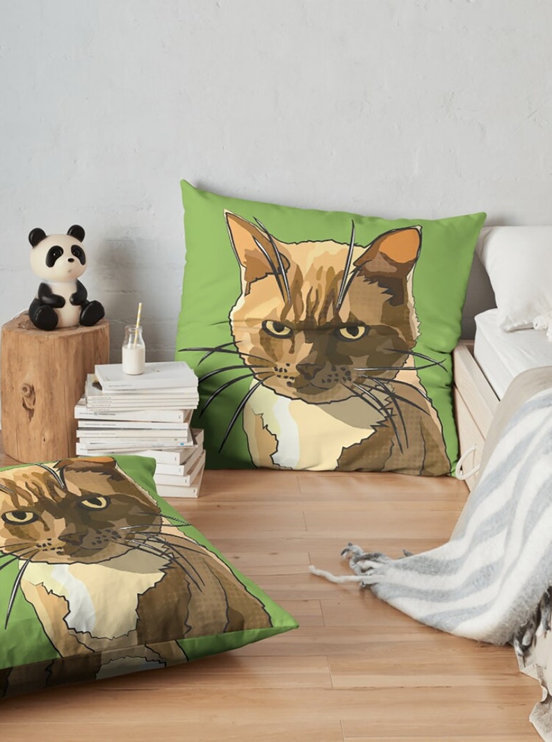 Ginger Cat Cushion Cover Green Cat Cushion Grumpy Cat Ginger Cat Cushion Bild 6