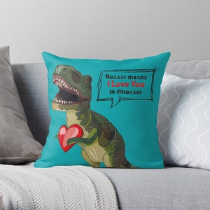 Roaaar Means I Love You in Dinosaur Cushion Dinosaur Valentine Cushion Dinosaur Anniversary Romantic T-Rex Present image 6