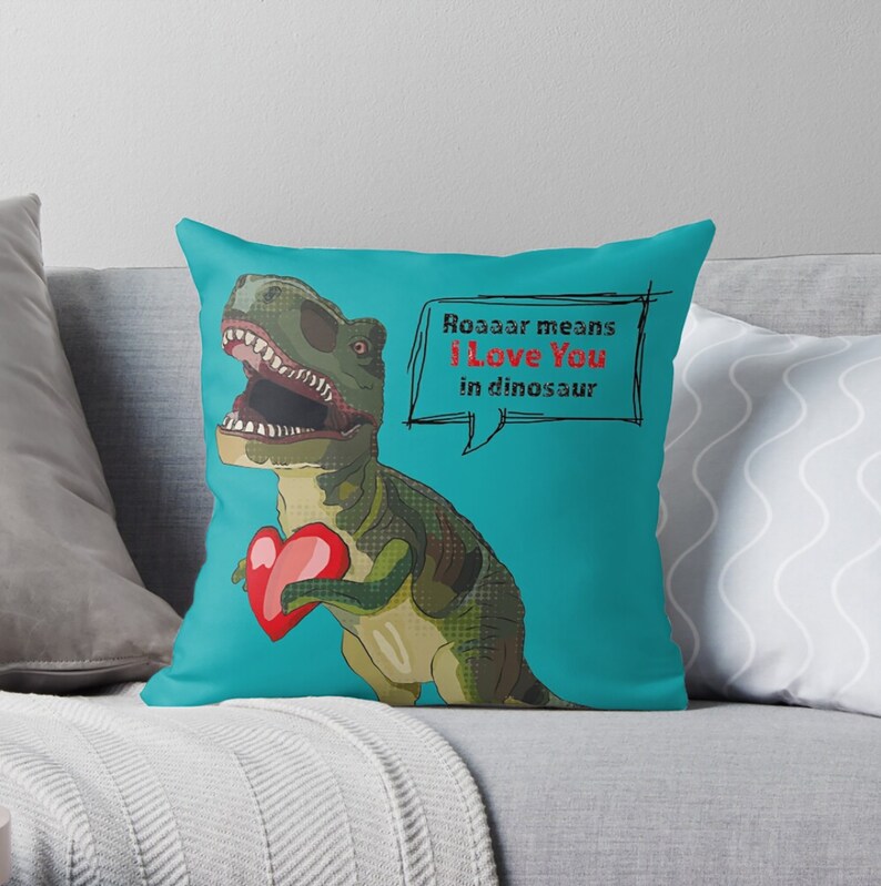 Roaaar Means I Love You in Dinosaur Cushion Dinosaur Valentine Cushion Dinosaur Anniversary Romantic T-Rex Present image 6