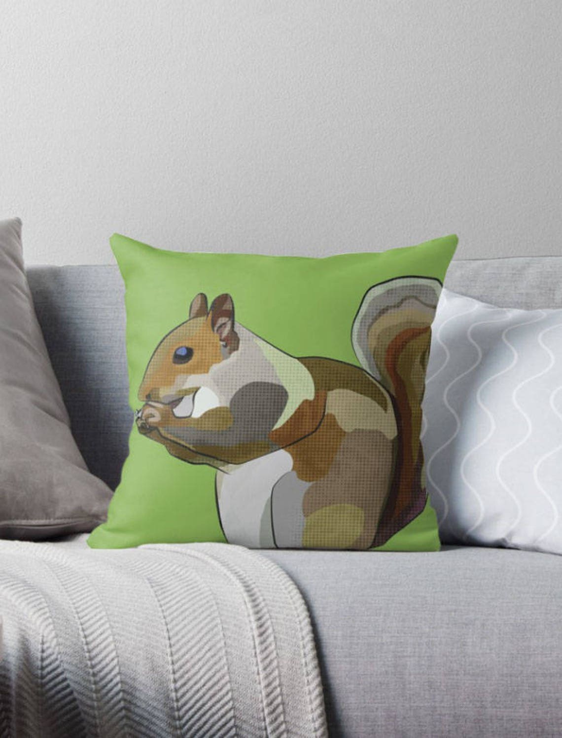Squirrel Cushion Colourful Wildlife Cushion Squirrel Etsy UK