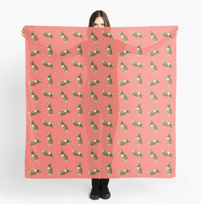 Ginger Cat Scarf Grumpy Cat Scarf Cat Illustration Mackerel Ginger Tabby BeeFoxTree American Shorthair Kitty image 6