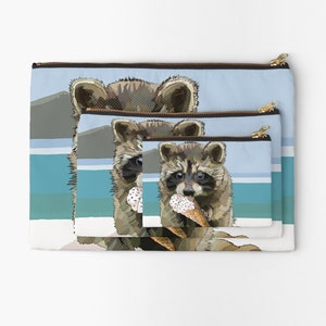 Raccoon Zipper Bag Raccoon Cub Beach Bag Raccoon Ice Cream Zip Bag image 3