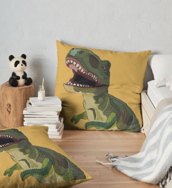 Mustard Dinosaur Cushion Mustard TRex 