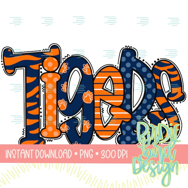 Tigers Blue/Orange PNG | Digital Download | PRINTABLE DESIGN