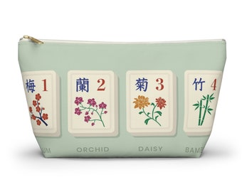Mah Jongg-tas met tegel en accessoire Vintage bloementegels
