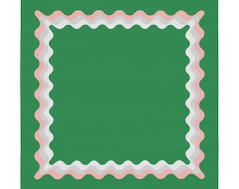 Green and Pink Wavy Tablecloth