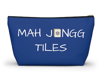 Mah Jongg Tile Bag Large Accessory Zipper Pouch Bright Blue