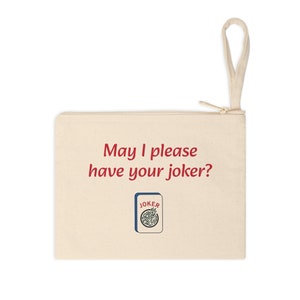 Pochette pour cartes à fermeture éclair Joker rouge Mah Jongg