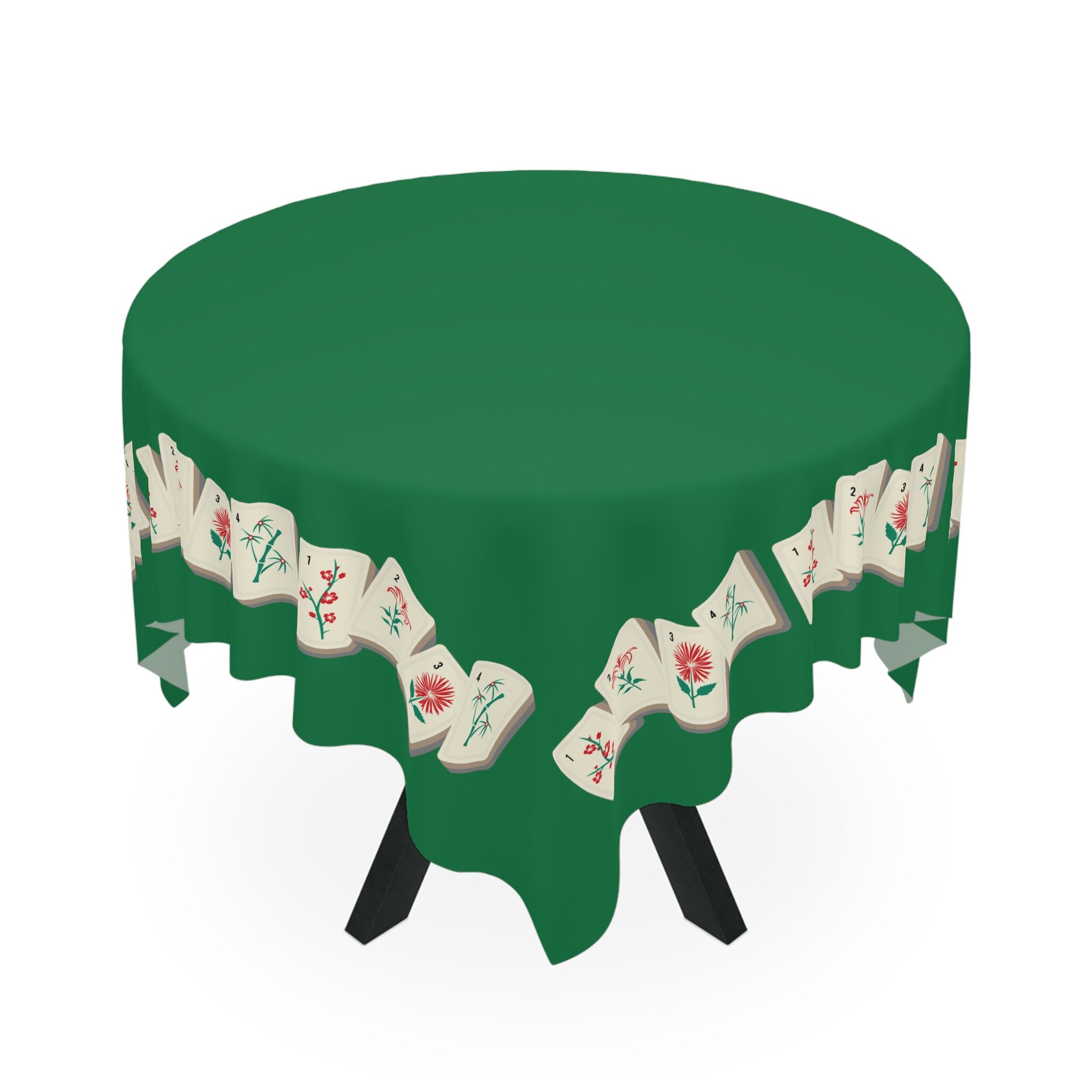 Mah Jongg Tablecloth Flower Tiles Etsy