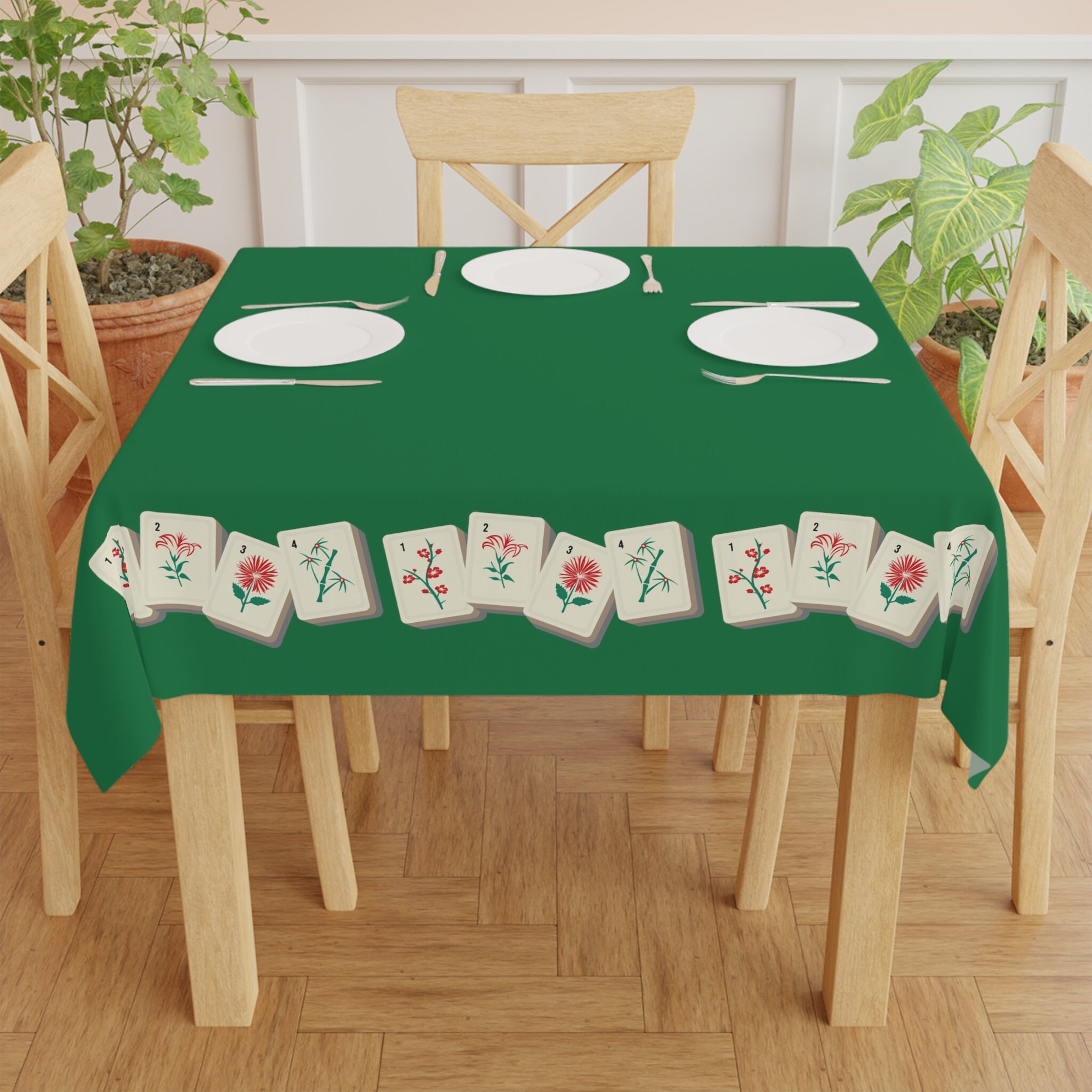 Mah Jongg Tablecloth Flower Tiles Etsy