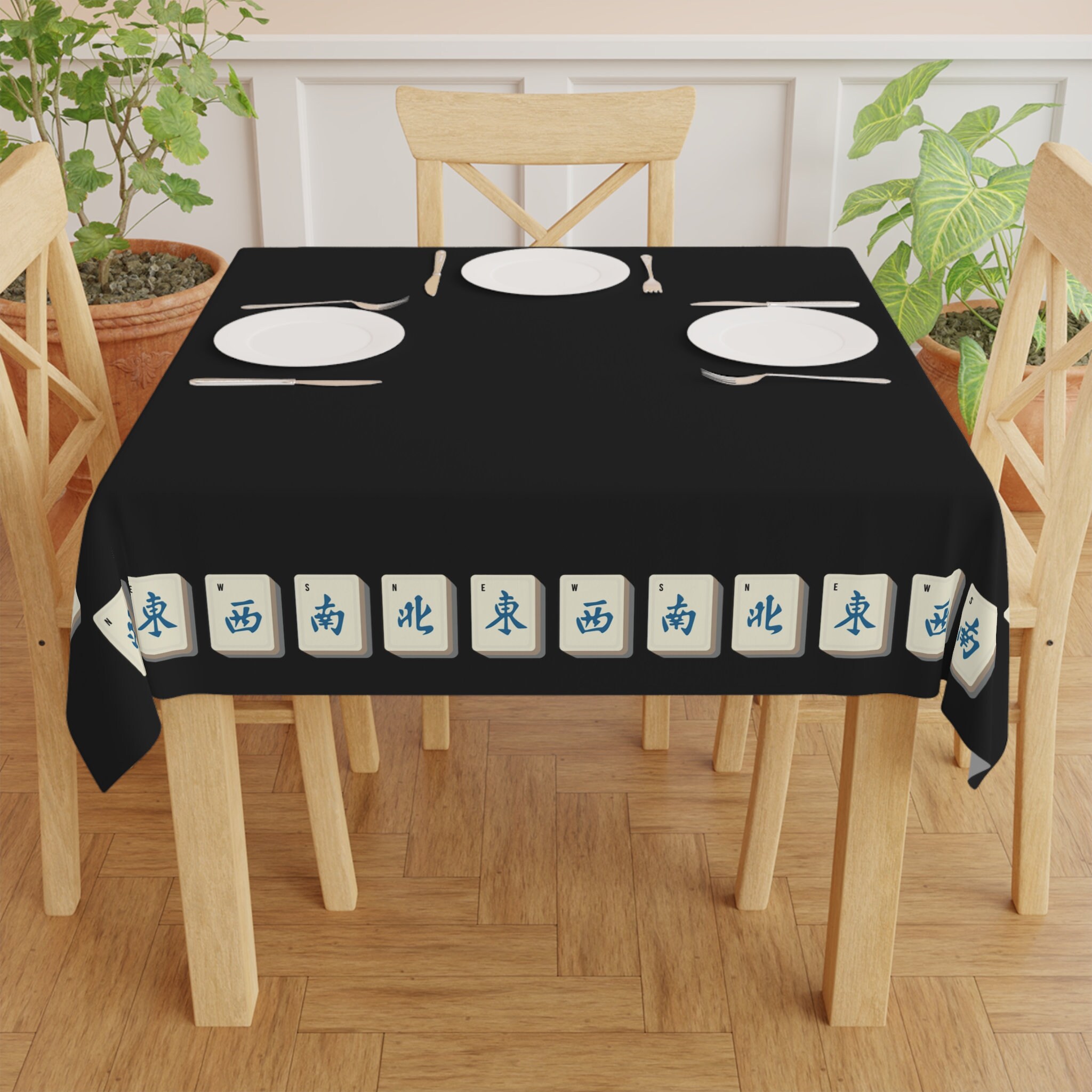 Mah Jongg Tablecloth NEWS Tiles Black Etsy