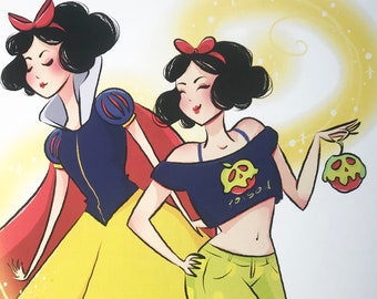 CLEARANCE**Casual Snow White in her Classic Princess Gown and her Casual Outfit Art Print