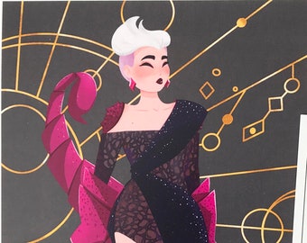 She-Ra Inspired Scorpia Redesigned as a Fashionista Art Print