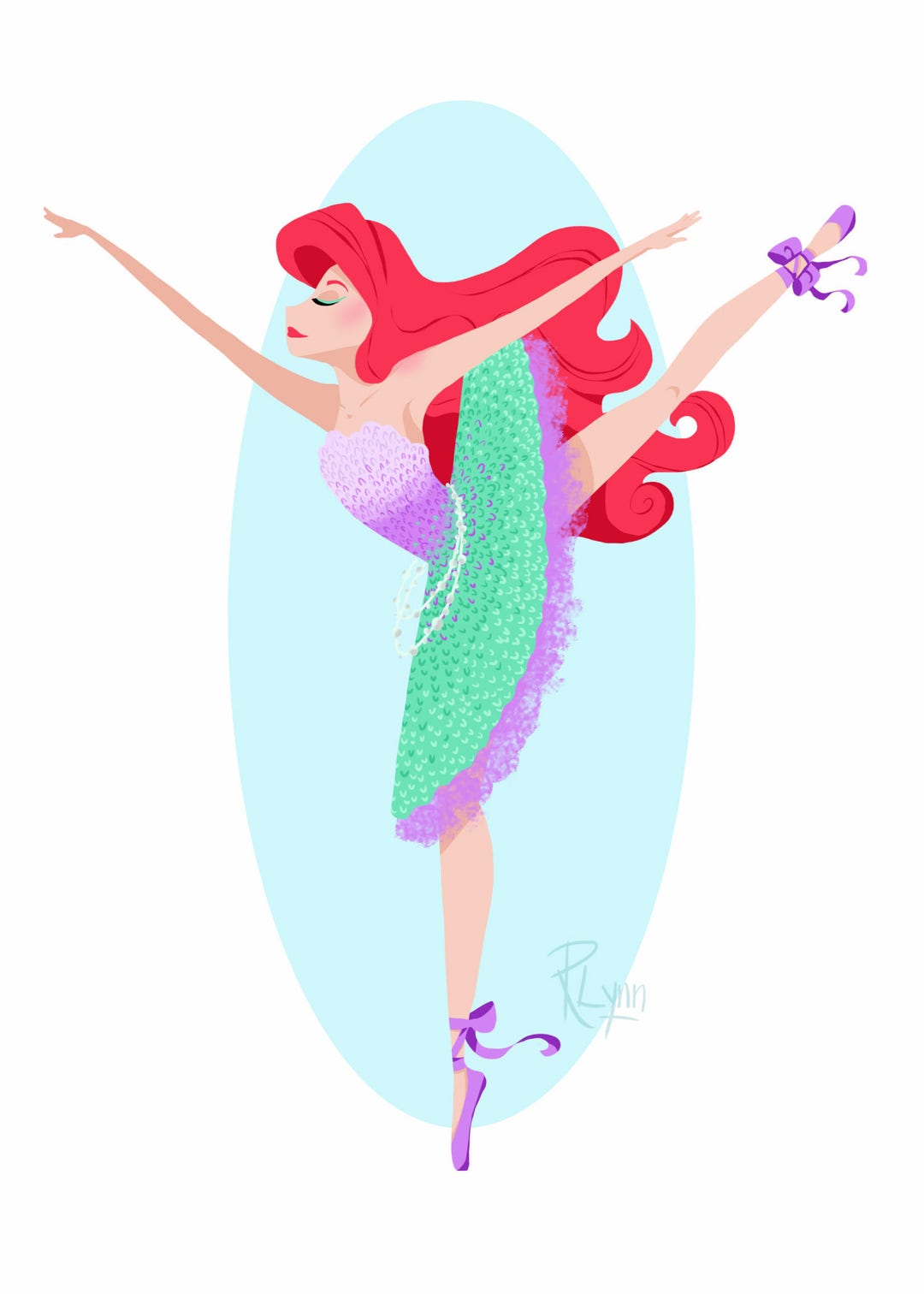 Disney Princess Ballerina Ariel From the Little Mermaid Art Print - Etsy