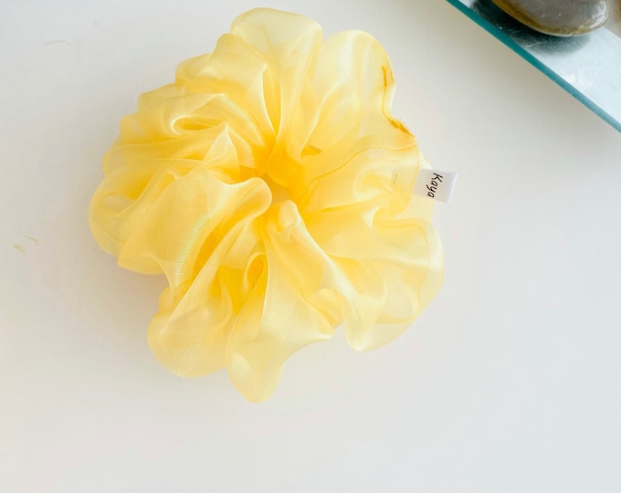 XX Large Oversize Yellow Organza Scrunchies