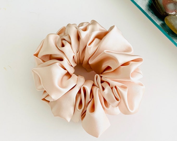 XX Large Pale Peach Cotton Scrunchie: Jumbo Ponytail Holder