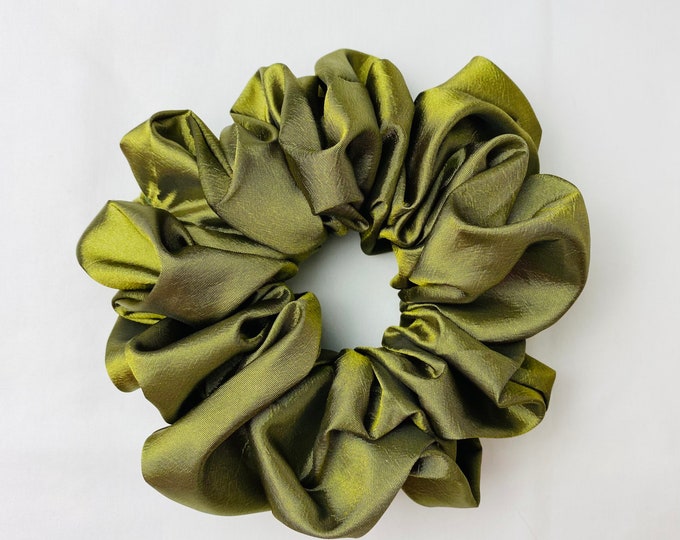 XXLarge Oversized Scrunchies, Special Edition Shantung Satin Olive Green