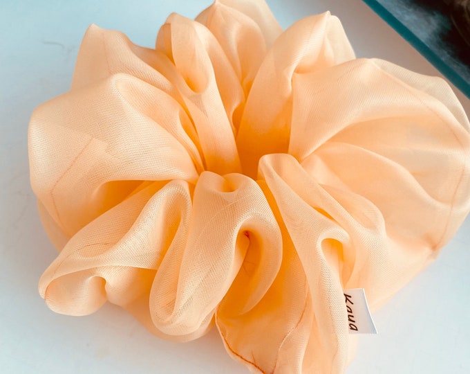 XX Large Oversize Fancy Peach Color Organza Scrunchies