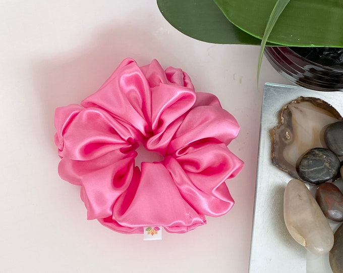 XX Large Oversize Scrunchies Pink Satin Hair Accessories