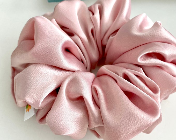 XX Large Oversized Scrunchies, Special Edition Crepe Back Satin Fabric Dust Pink.