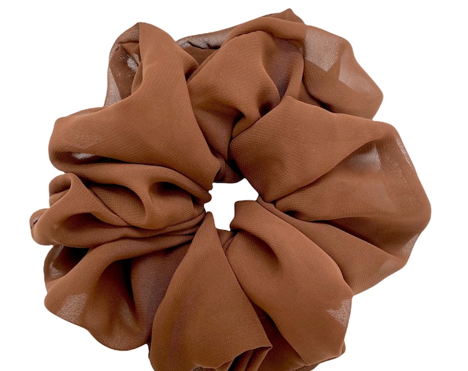 XX Large Scrunchies Big Soft Chiffon Brown