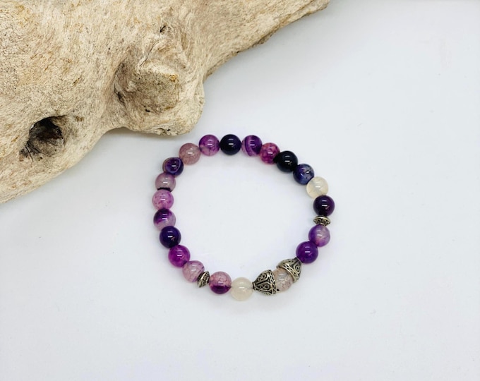 Amethyst Beads Bracelet 8mm Women