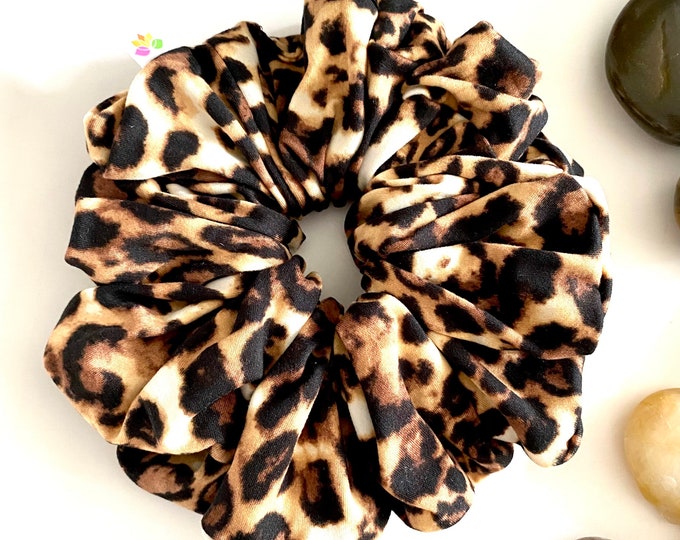 XXLarge Oversized Scrunchies, Stretchy Peach Skin Animal Print